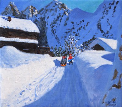 Three Tobogganers, La Clusaz, France, 2017 by Unbekannt Unbekannt